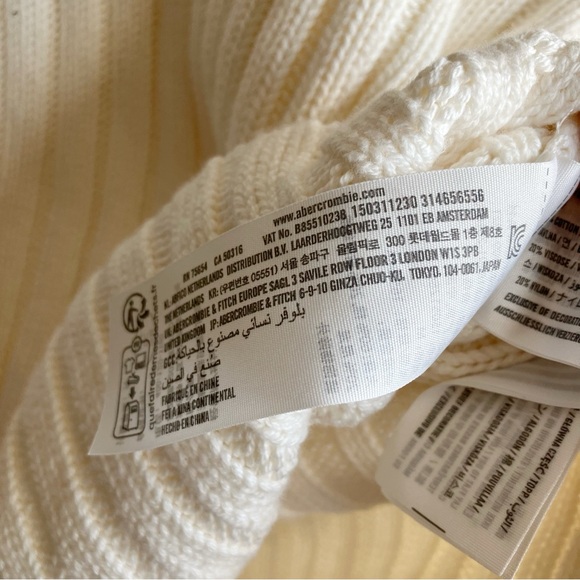 Abercrombie & Fitch Ribbed Knit Mock Neck Pullover Sweater Size M Ivory Cotton - Picture 10 of 14